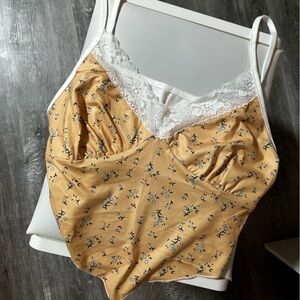 Blue Floral Yellow Top